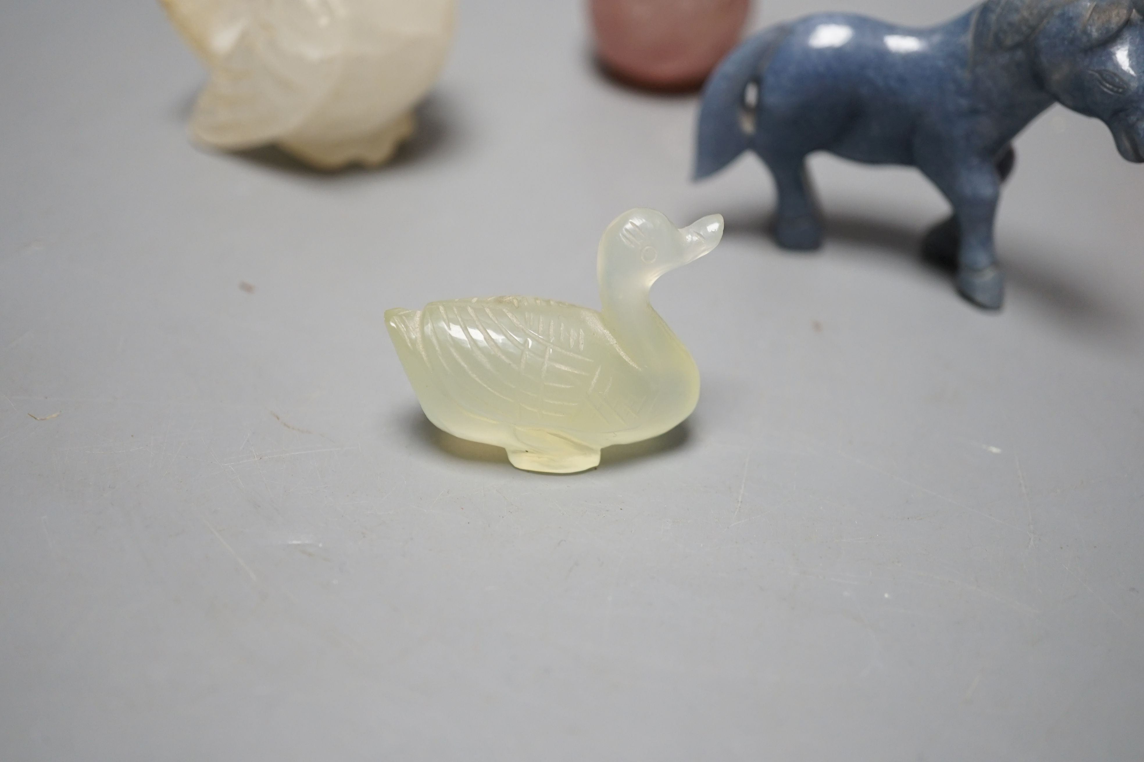 Six Chinese hardstone carvings, tallest 6cm